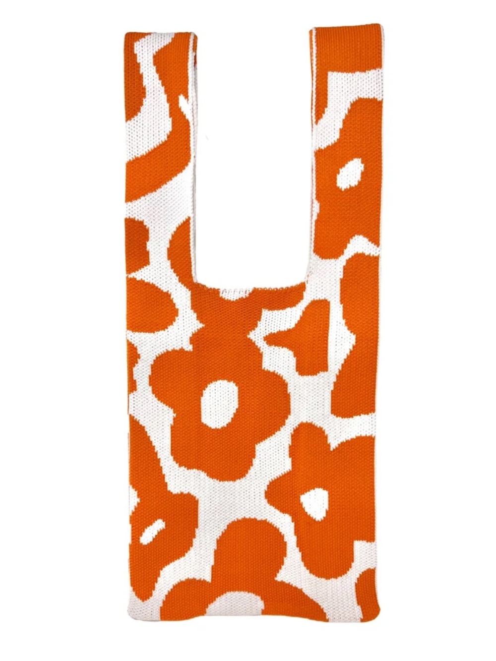 Staccato Orange & White Floral Knit Shopper